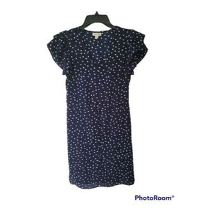 Mason Jules Summer Dress Size S Blue Polka Dot Ruffle Sleeve Mini A line V neck
